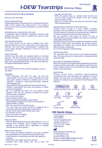 I-DEW Schirmer-Teststeifen 100 Stück 5 Pack. a 100 Stück von Ophthal-Optics – Onlineshop für Augenärzte, Kliniken, Optiker & Händler | Ophthal-Optics