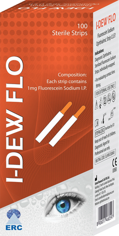 I-DEW FLO (Fluorescein Sodium Teststreifen) 5 Pack. a 100 Stück von Ophthal-Optics – Onlineshop für Augenärzte, Kliniken, Optiker & Händler | Ophthal-Optics