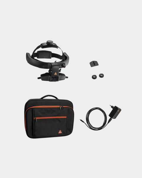 HEINE OMEGA 600 indirektes Ophthalmoskop mit Tasche - Frontalansicht