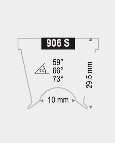 Technische Abbildung Haag-Streit Kontaktglas 906 S mit Maß- und Winkelangaben