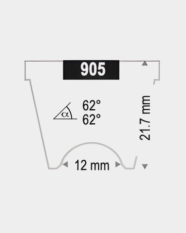 Technische Abbildung Haag-Streit Zwei-Spiegel Kontaktglas 905  mit Maß- und Winkelangaben
