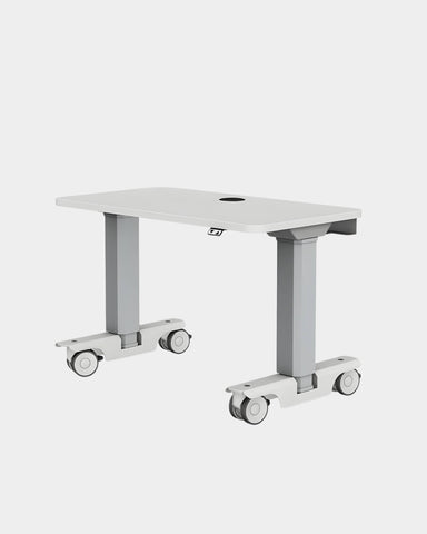 Systemtisch für ZEISS HFA mit stabiler Arbeitsfläche und höhenverstellbarem Gestell - seitliche Ansicht
